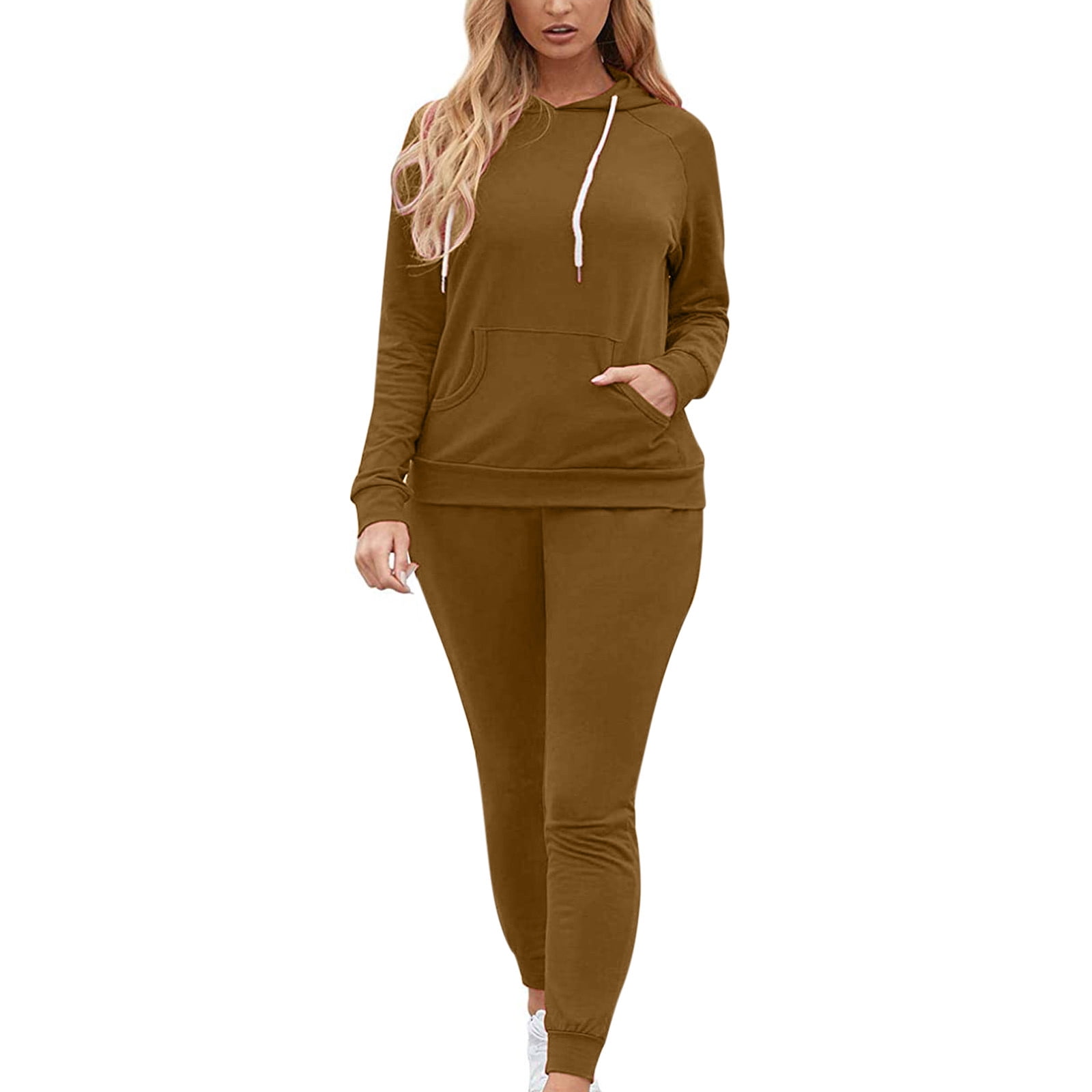 Posijego Women Plus Size Tracksuits Piece Outfit Solid Color
