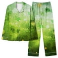 thumbnail image 1 of Posijego Women St Patrick's Day Pajama Set Button Down Long Sleeve Sleepwear Pants Soft Lounge Sets Homewear, 1 of 4