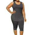 thumbnail image 1 of Posijego Women Two Piece Summer Outfit Plus Size Lounge Suit Stripe Tank Top and Basic Shorts Matching Sets, 1 of 6