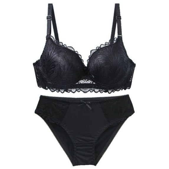 Posijego Women's 2 Pieces Outfits Bra Sets Plus Size Underwire Everyday Bras and Bikini Underwear Set