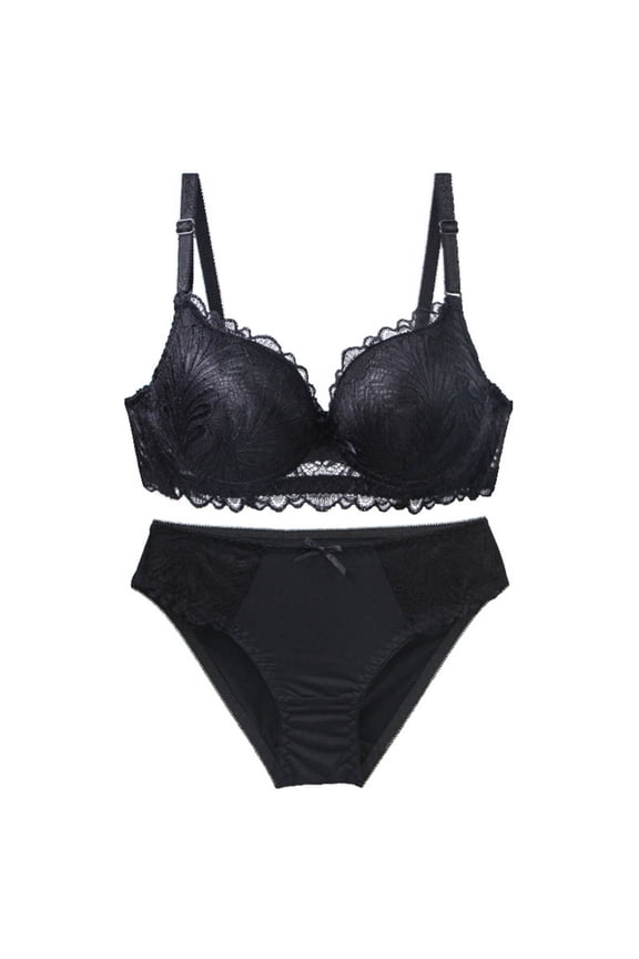 Women's 2 Pieces Outfits Bra Sets Plus Size Underwire Everyday Bras and Bikini Underwear Set