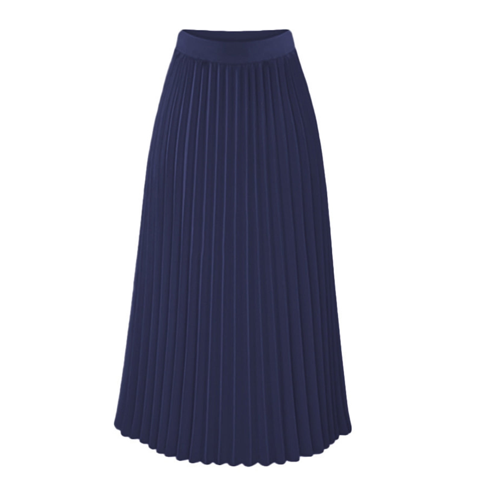 Women’s High Waisted Pleated Midi Skirt – Elastic Shirring, Chiffon, XS To XXL