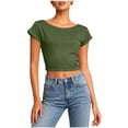 thumbnail image 1 of Posijego Women's Athletic Crop Tops Backless Short Sleeve Workout Shirts Gym Running Sports Shirts Activewear Tees, 1 of 8