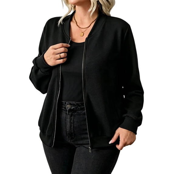 Posijego Women's Athletic Jacket Full Zip Sweatshirt Crew Neck Long Sleeve Lightweight Fall Winter Sweatshirt with Pocket