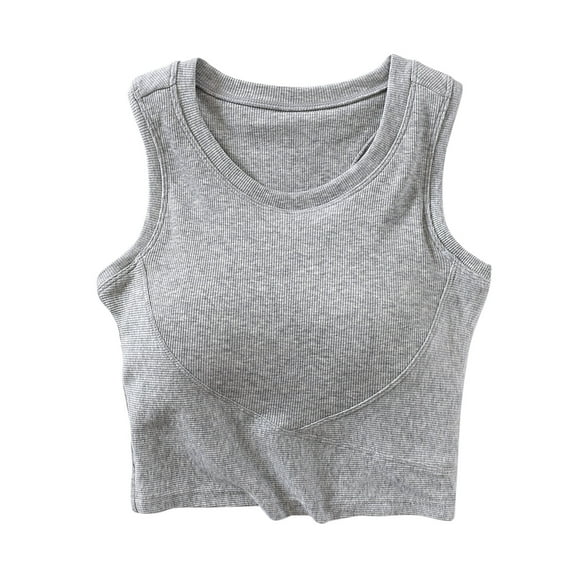 Posijego Women's Athletic Tank Tops Built in Bra Pads Yoga Crop Tanks Sleeveless Activewear Shirts for Women
