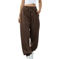 thumbnail image 1 of Posijego Women's Baggy Sweatpants Solid Color Lightweight Elastic High Waisted Joggers Pants with Pockets, 1 of 7