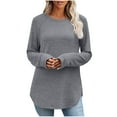thumbnail image 1 of Posijego Women's Basic Long Sleeve Shirts Classic Tee Fall Tunic Tops Plain Loose Casual T-Shirts for Women, 1 of 7