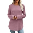 thumbnail image 1 of Posijego Women's Basic Long Sleeve Shirts Classic Tee Fall Tunic Tops Plain Loose Casual T-Shirts for Women, 1 of 8