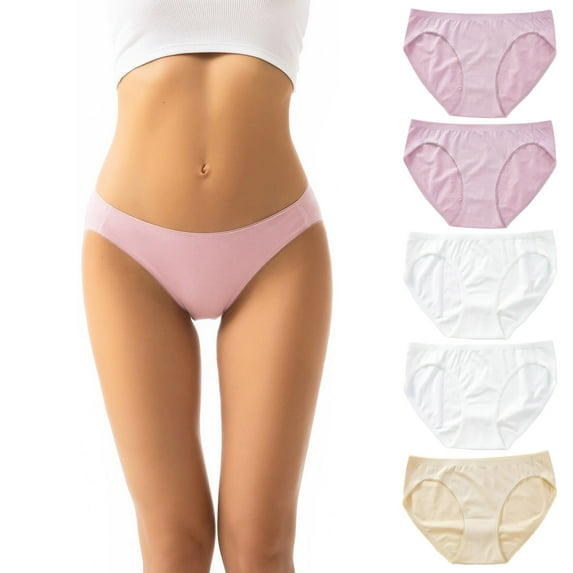 Posijego Women's Bikini Underwear 5 Pack High Cut Breathable Cotton Soft Hipster Panties for Women