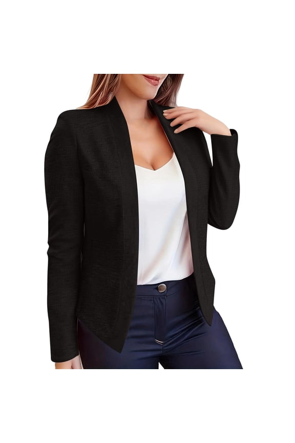 Women's Blazer Open Front Long Sleeve Cardigans Business Casual Office Cropped Blazer Jackets