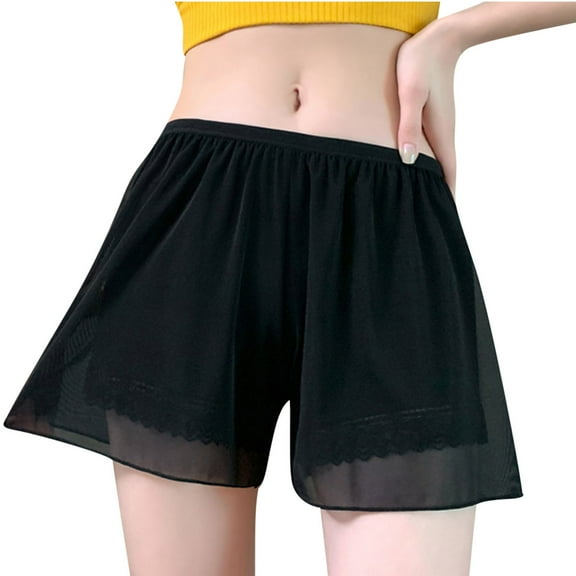 Posijego Women's Boyshorts Panties Chiffon Loose Slips Shorts Lace Trim Breathable Under Dress Underwear