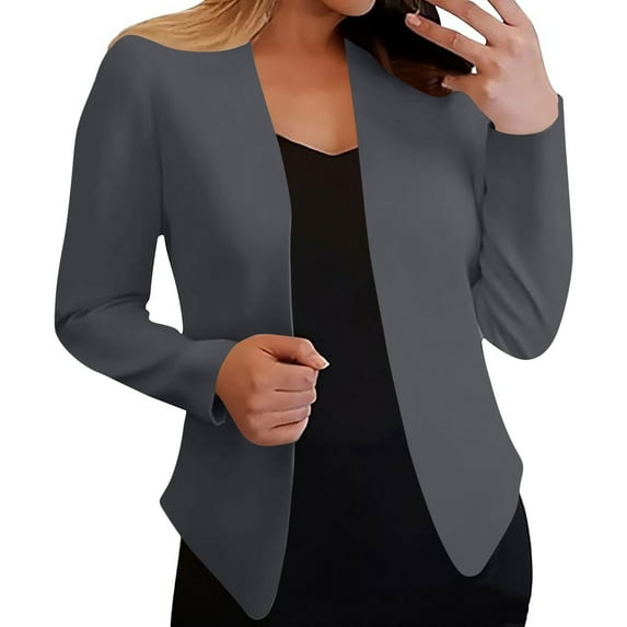 Posijego Women's Business Blazer Jacket Suit Open Front Long Sleeve Causal Office Work Formal Outerwear
