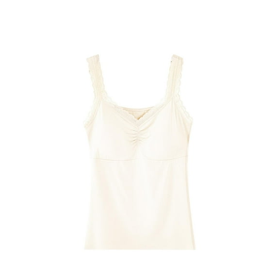 Posijego Women's Camisole Tops with Built-In Bra Womens Lace Trim V Neck Tank Tops Undershirts