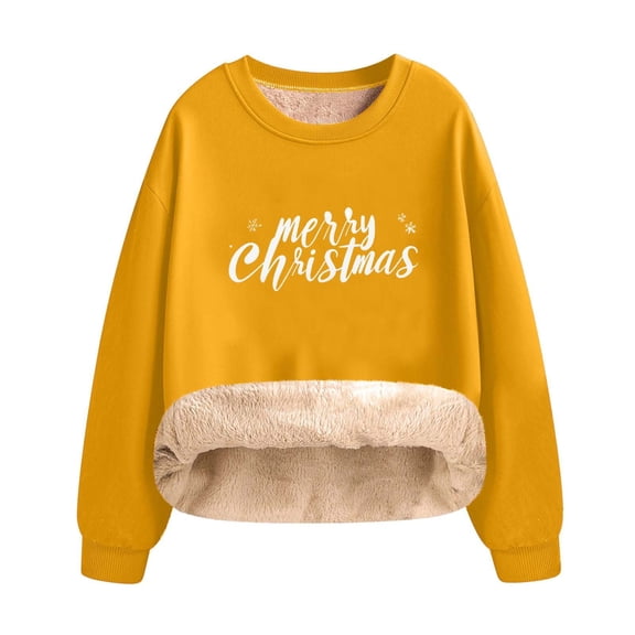 Posijego Women's Christmas Sweatshirts Fleece Lined Pullover Long Sleeve Warm Fuzzy Sweatshirt for Women