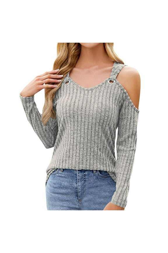 Women's Cold Shoulder Tops Spring Summer 2025 Fashion Long Sleeve Shirts Cute Tunic Blouses