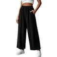 thumbnail image 1 of Posijego Women's Cotton Linen Pants Wide Leg Pants with Pockets High Waist Casual Pants Lightweight Summer Pants for Women, 1 of 6