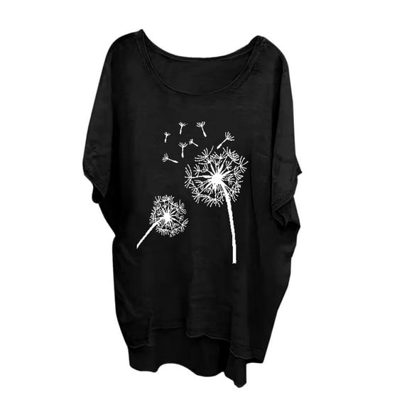 Posijego Women's Cotton Linen Tops Summer Loose Short Sleeve Shirts Plus Size Casual T-Shirts Solid Color