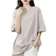 thumbnail image 1 of Posijego Women's Cotton T-Shirts Plain Basic Short Sleeve Crewneck Shirts Loose Oversized Tops for Women, 1 of 5