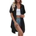 thumbnail image 1 of Posijego Women's Cover-Up Cardigan Short Sleeve Button down Long Cardigans Summer Beach Lightweight Open Front Outwear, 1 of 8