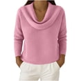 thumbnail image 1 of Posijego Women's Cowl Neck Sweatshirts Plus Size Long Sleeve Lightweight Solid Color Loose Pullover Shirts Tops for Women, 1 of 8