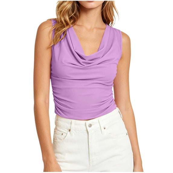 Posijego Women's Cowl Neck Tank Tops Business Office Work Sleeveless Shirts Lightweight Casual Dressy Elegant Tank Tops