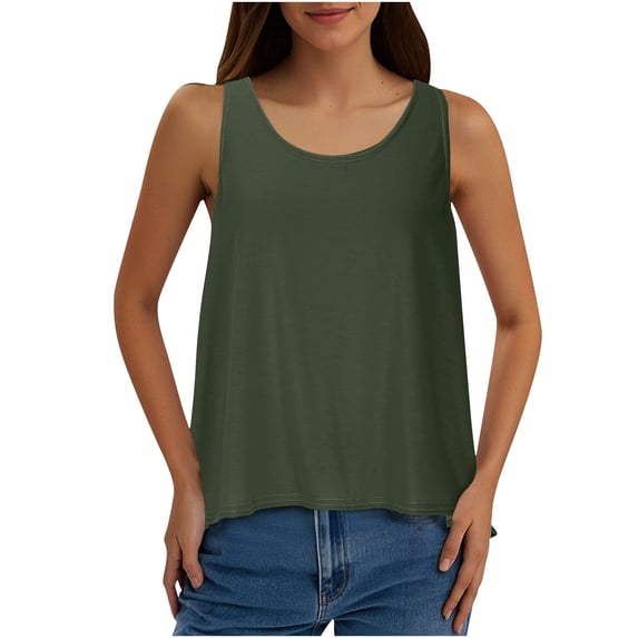 Posijego Women's Crewneck Tank Tops Athletic Workout Tank Tee for Women Casual Sleeveless Gym Shirts Activewear