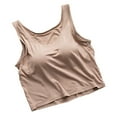 thumbnail image 1 of Posijego Women's Crop Tank Tops Scoop Neck Undershirts Self Padded Bra Athletic Workout Yoga Tank Tees, 1 of 9