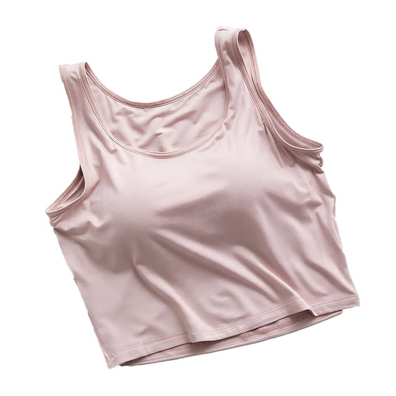 Posijego Women's Crop Tank Tops Scoop Neck Undershirts Self Padded Bra Athletic Workout Yoga Tank Tees