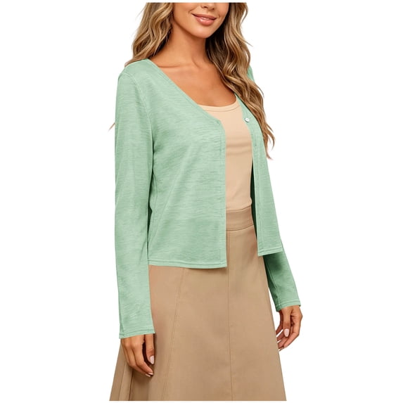 Posijego Women's Cropped Cardigans Long Sleeve Lightweight V Neck Button down Open Front Cover-Up Outwear for Women