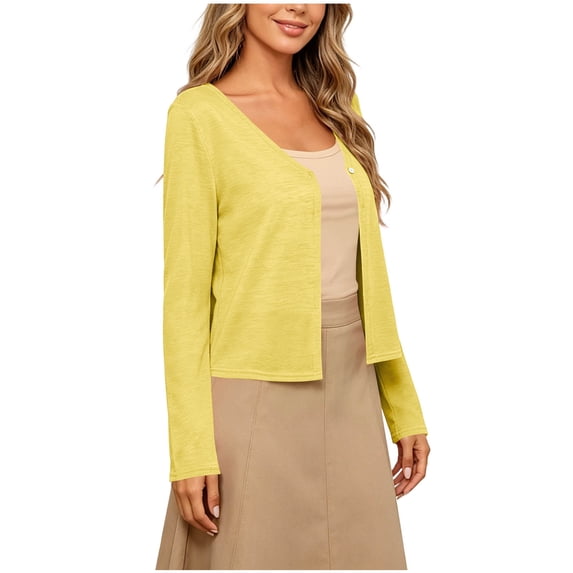 Posijego Women's Cropped Cardigans Long Sleeve Lightweight V Neck Button down Open Front Cover-Up Outwear for Women
