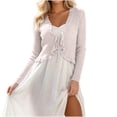 thumbnail image 1 of Posijego Women's Cropped Cardigans Ruffle Trim Long Sleeve Knit Cardigans Thin Knot Front Mesh Cardigans for Women, 1 of 7
