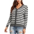 thumbnail image 1 of Posijego Women's Cropped Cardigans Striped Knit Open Front Sweaters Long Sleeve Button Front Cardigan Womens Clothes, 1 of 7