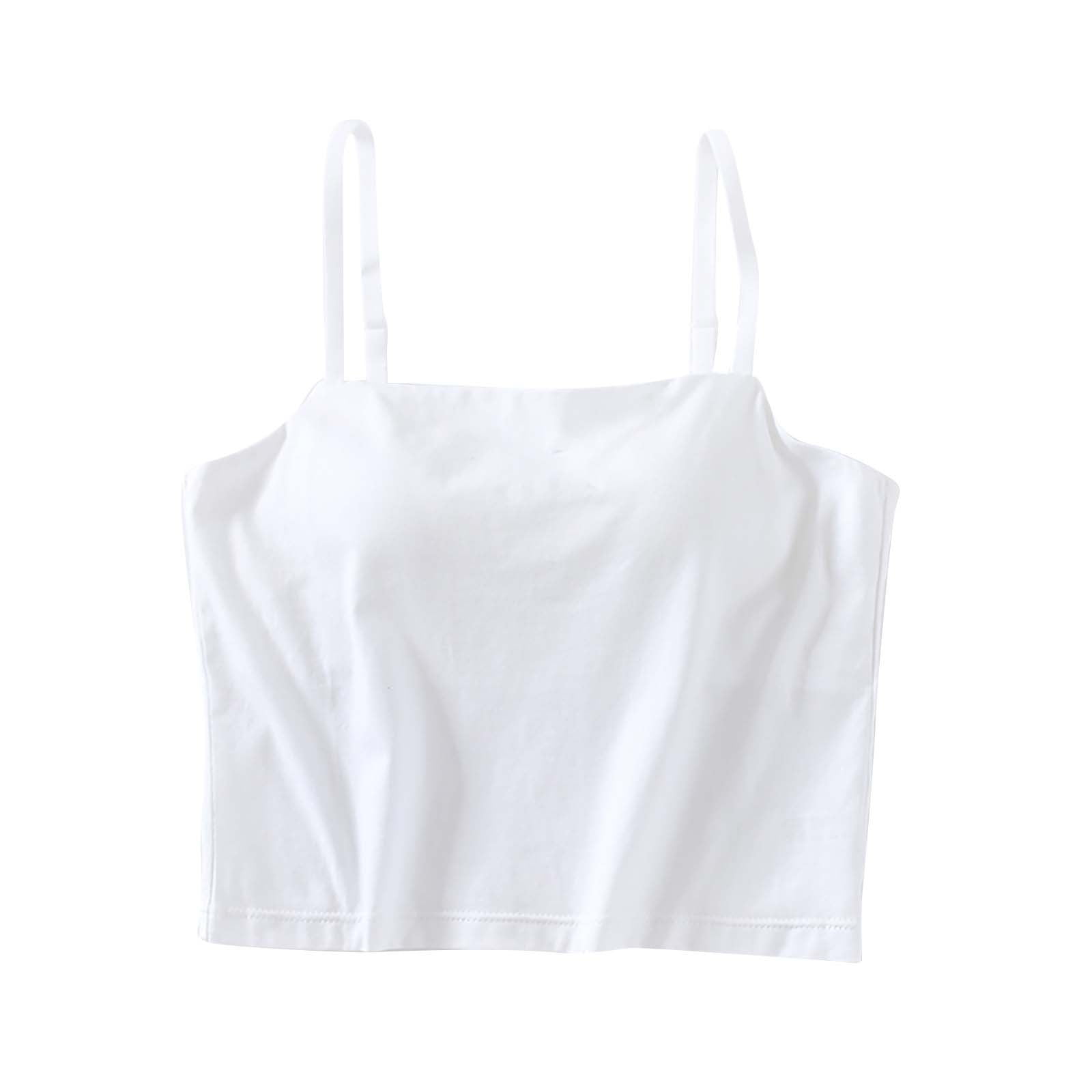 Posijego Women's Cropped Tank Tops Builtin Bra Adjustable Spaghetti