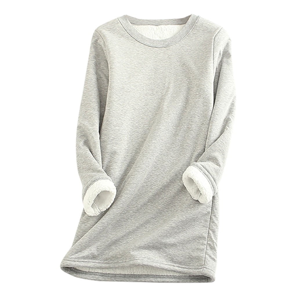 Posijego Women's Sherpa Pajama Tops Fleece Lined Sweatshirts Long ...