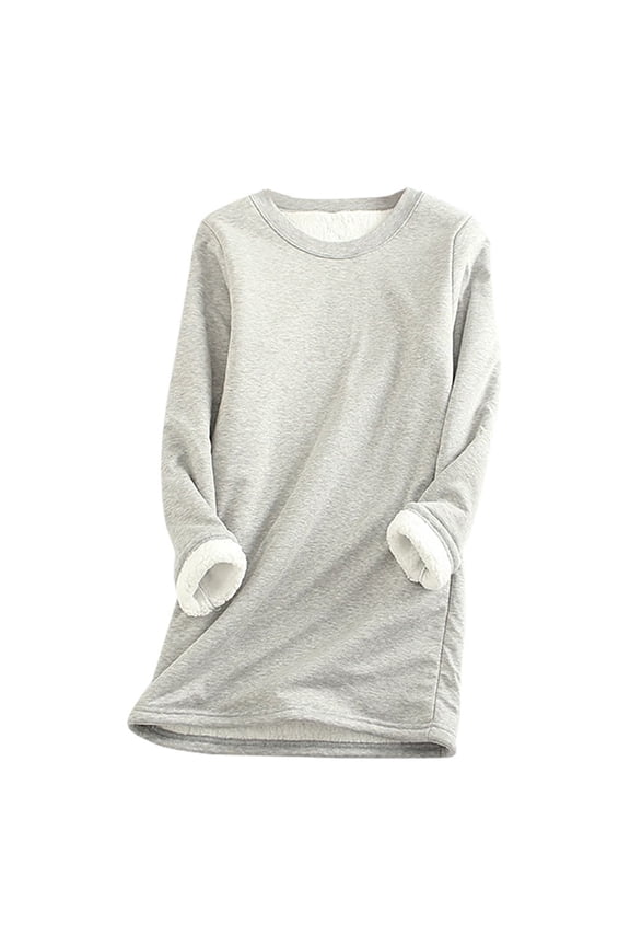 Women's Sherpa Pajama Tops Fleece Lined Sweatshirts Long Sleeve Warm Pullover Loungewear