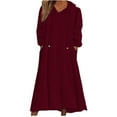 thumbnail image 1 of Posijego Women's Fleece Hoodie Dress Long Sleeve Hooded Sweatshirt Dress Sherpa Fuzzy Nightgown Loungewear, 1 of 6