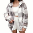 thumbnail image 1 of Posijego Women's Fleece Jackets Hooded Long Sleeve Plaid Fuzzy Coats Fall Winter Open Front Outerwear, 1 of 6