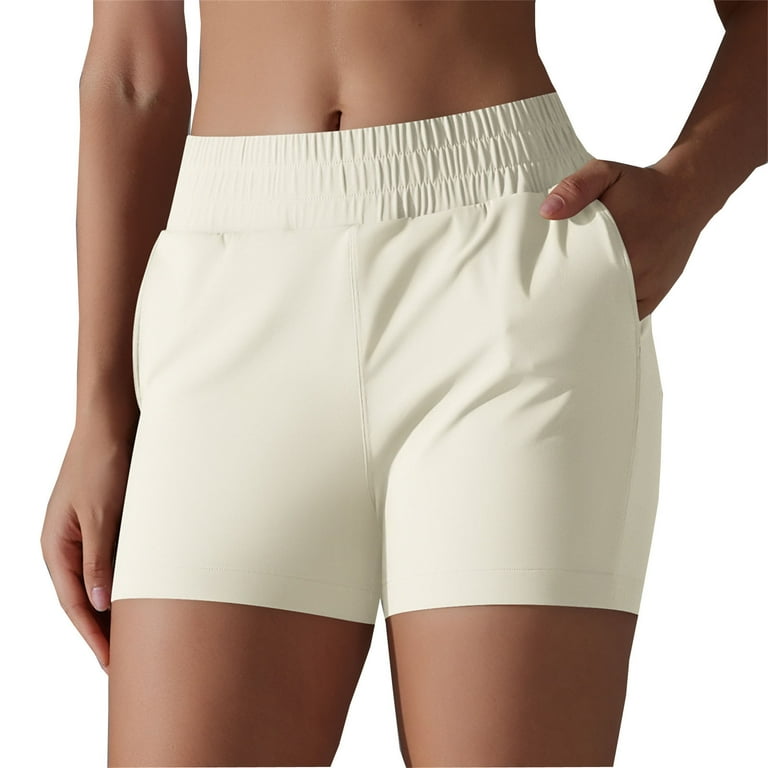 Posijego Women s High Waist Running Shorts with Pockets Gym Shorts for Women Workout Sports Shorts Activewear