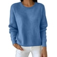thumbnail image 1 of Posijego Women's Knit Sweater Crew Neck Long Sleeve Oversized Sweaters Pullover Fall Winter Sweater Tops for Women, 1 of 5