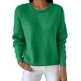 thumbnail image 1 of Posijego Women's Knit Sweater Crew Neck Long Sleeve Oversized Sweaters Pullover Fall Winter Sweater Tops for Women, 1 of 5