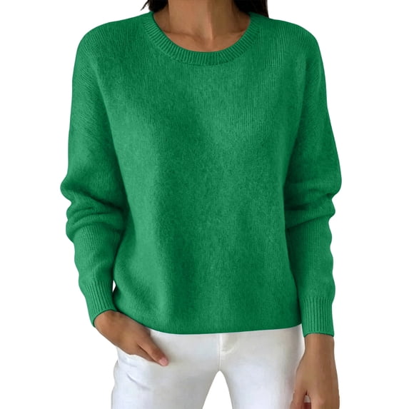 Posijego Women's Knit Sweater Crew Neck Long Sleeve Oversized Sweaters Pullover Fall Winter Sweater Tops for Women