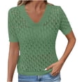 thumbnail image 1 of Posijego Women's Knit Sweater Short Sleeve Tops Summer Cutout Knit Pullover Sweaters Beach Vacation Tunic Tops, 1 of 9