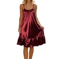 thumbnail image 1 of Posijego Women's Satin Nightgowns Sleeveless Nightdresses Camisole Dresses Ruffled Pajama Dresses Sleepwear Loungewear, 1 of 9