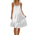 thumbnail image 1 of Posijego Women's Satin Nightgowns Sleeveless Nightdresses Camisole Dresses Ruffled Pajama Dresses Sleepwear Loungewear, 1 of 9