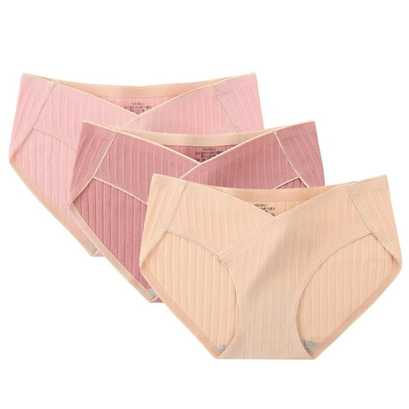 Posijego Women's Maternity Underwear 3 Pack Cotton Panties Low Waisted Comfortable Soft Briefs for Ladies