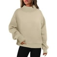 thumbnail image 1 of Posijego Women's Mock Neck Sweatshirts Fall Athletic Tops Solid Color Long Sleeve Pullover Top Trendy Clothes, 1 of 9