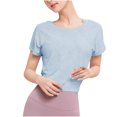thumbnail image 1 of Posijego Women's Open Back Tops Backless Short Sleeve Athletic Shirts Running Workout Yoga Tees Activewear, 1 of 5