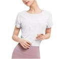 thumbnail image 1 of Posijego Women's Open Back Tops Backless Short Sleeve Athletic Shirts Running Workout Yoga Tees Activewear, 1 of 4