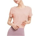 thumbnail image 1 of Posijego Women's Open Back Tops Backless Short Sleeve Athletic Shirts Running Workout Yoga Tees Activewear, 1 of 5