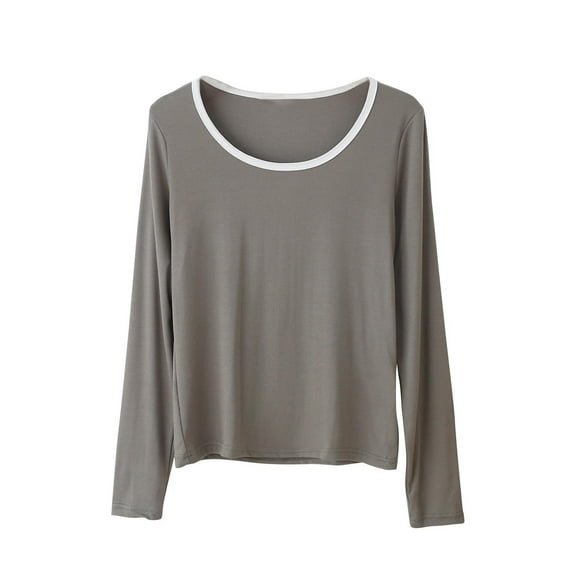 Posijego Women's Pajama Tops Long Sleeve Sleepwear Top Soft Basic Tee Shirts Womens Clothes